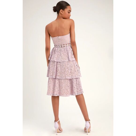Lulu's Adorn Lavender Lace Strapless Midi Dress - S - Picture 3 of 9